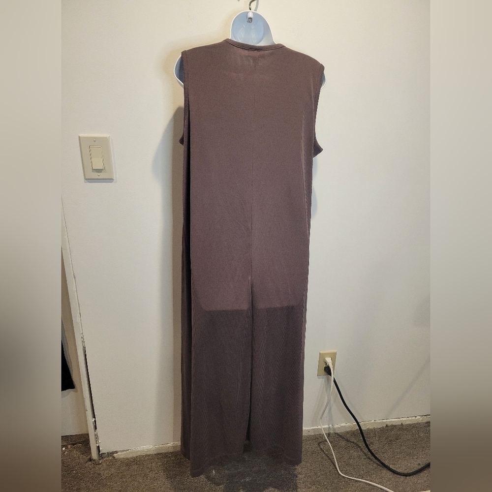 J jill size L purple grayish color ribbed knit sleeveless maxi dress - Picture 3 of 6